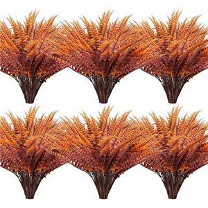 12 Bundles Artificial Fall Plants,Fake Boston Fern Greenery Outdoor UV Resistant
